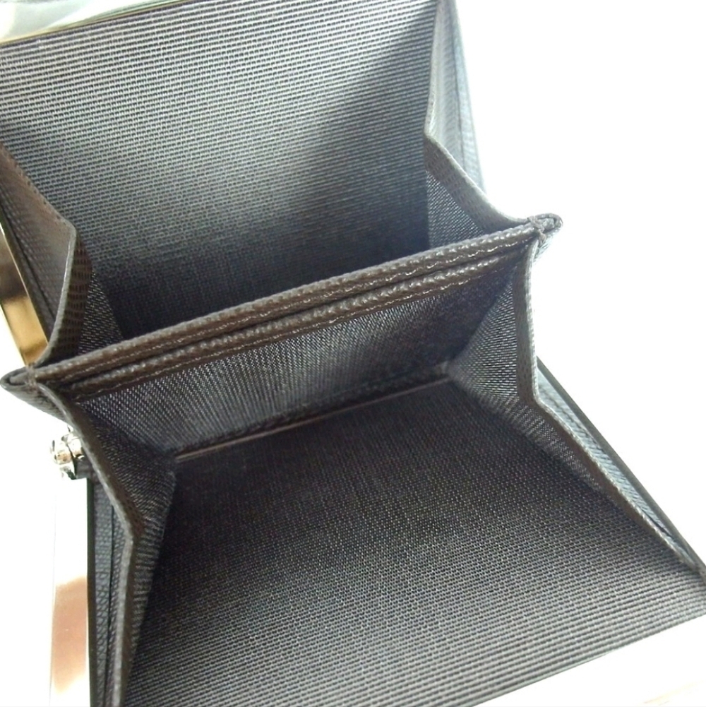 NIB Burberry Textured Brown Coin Purse Wallet Silver Kisslock Clasp | MINT - Picture 5 of 11